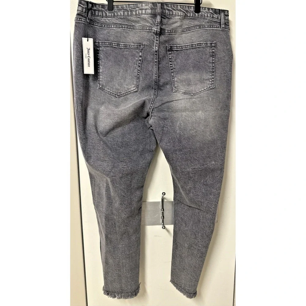 Juicy Couture Women Plus‎ Size 22W High Rise Straight Jeans Raw Hem Gray Marble